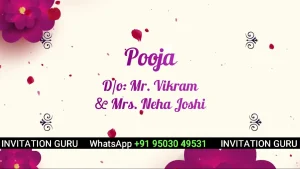 Wedding Invite Pink Flowers No Photo 91 | Elegant Wedding Video Invitation