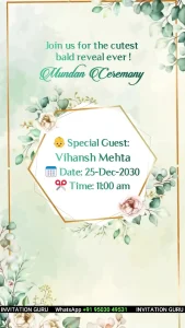 Mundan Ceremony Story Theme Green Flowers 03 | Premium Mundan Video Invitation