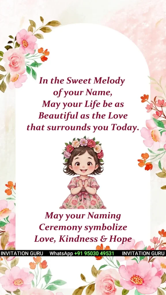 Name Ceremony Story Theme White & Pink flowers 03 – personalised naming ceremony invitation video by InvitationGuru