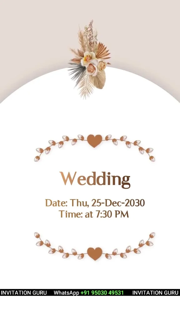Wedding Invite Story Theme Brown Golden Leaf 1073 – personalised wedding invite in reels style invitation video by InvitationGuru