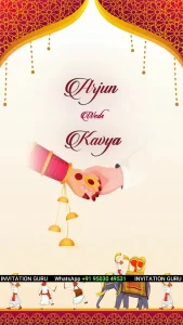 Wedding Invite Story Theme Beige & Red elephant 1053 | Elegant Wedding Video Invitation