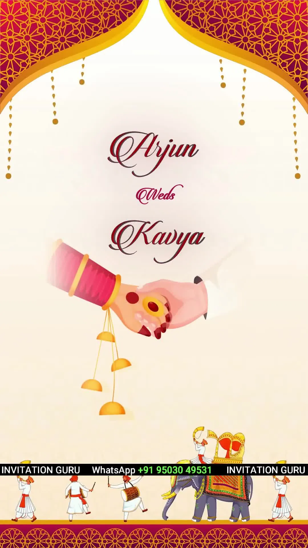 Wedding Invite Story Theme Beige & Red elephant 1053 – personalised wedding invite in reels style invitation video by InvitationGuru