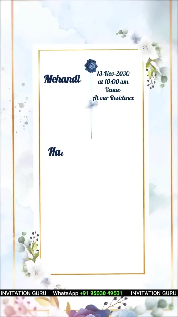 Wedding Invite Story Theme Blue roses 1042 – personalised wedding invite in reels style invitation video by InvitationGuru