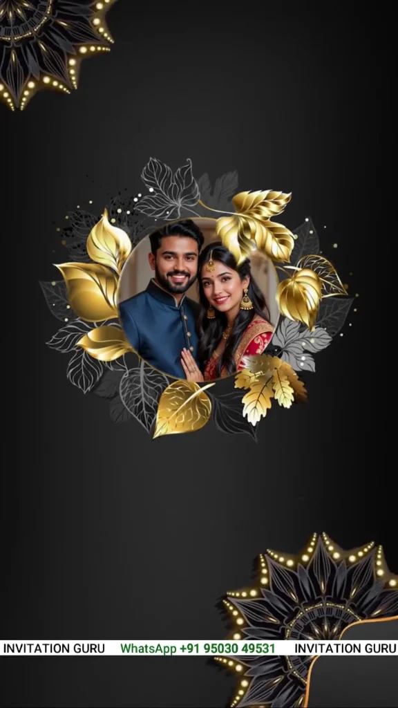 Wedding Invite Story Theme Black & Golden 1074 – personalised wedding invite in reels style invitation video by InvitationGuru