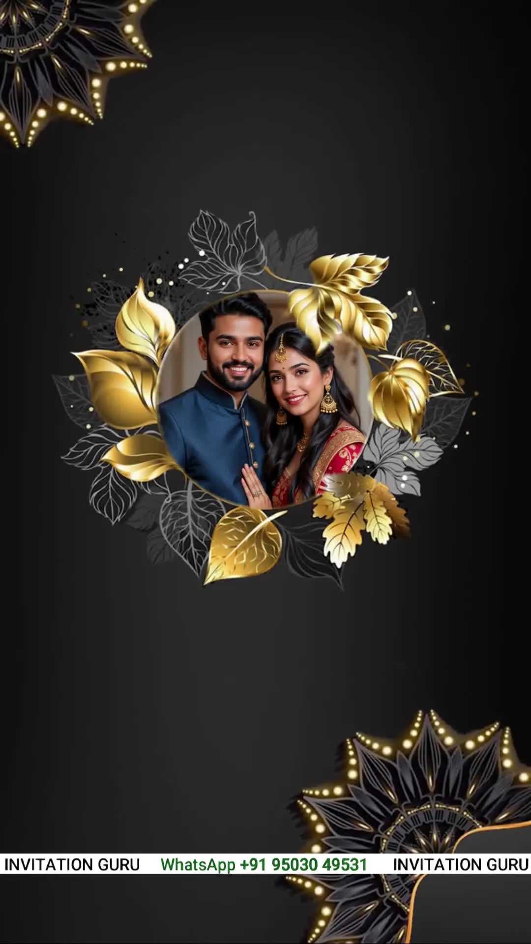 Wedding Invite Story Theme Black & Golden 1074 – personalised wedding invite in reels style invitation video by InvitationGuru