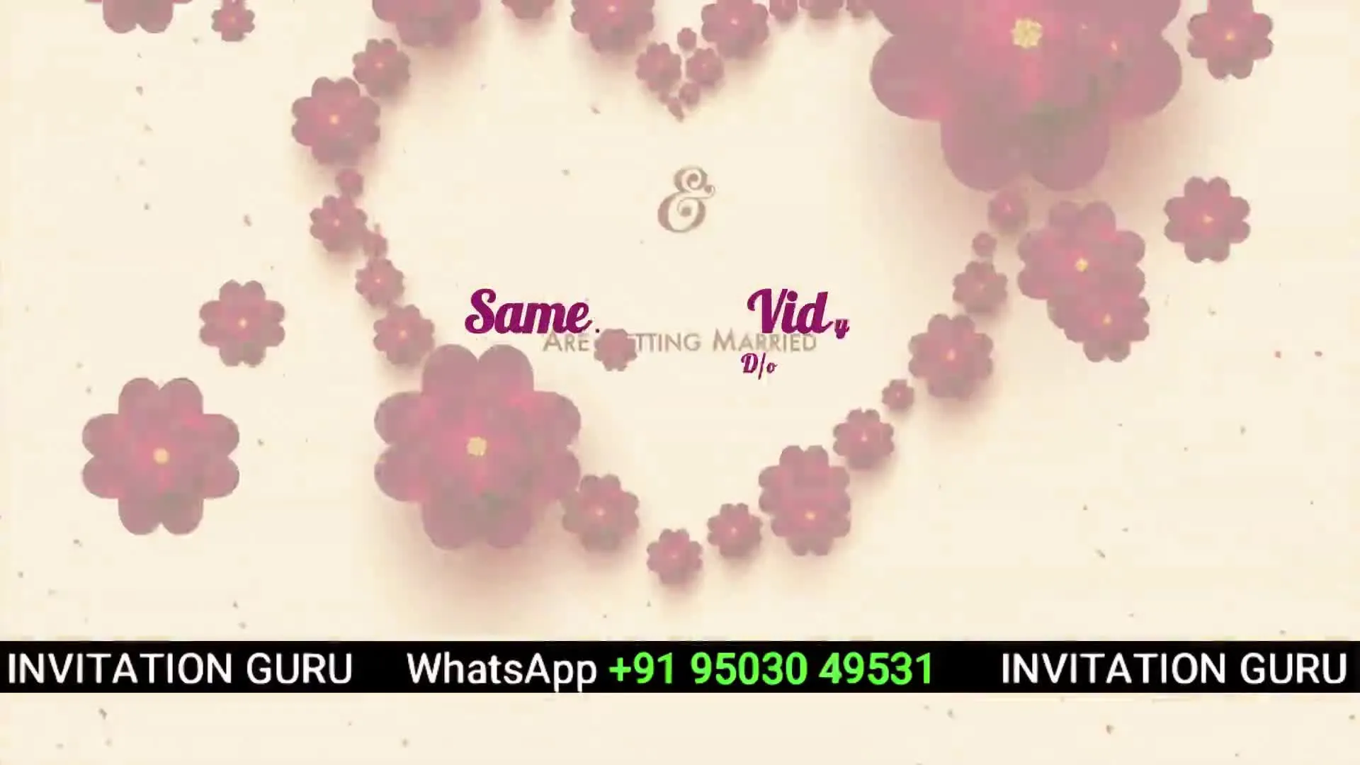 Buddhist Wedding Pink Flowers with Photo 505 – personalised buddhist wedding invitation video by InvitationGuru