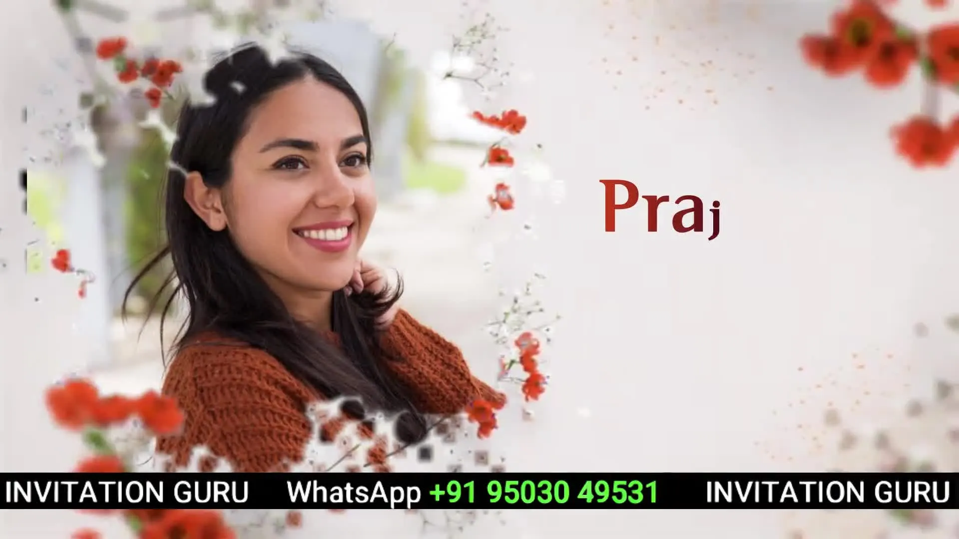 Buddhist Wedding Orange Floral 506 – personalised buddhist wedding invitation video by InvitationGuru