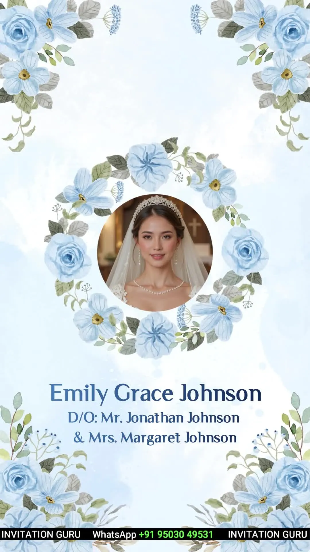 Christian Wedding Story Theme Blue Theme 04 – personalised christian wedding invitation video by InvitationGuru