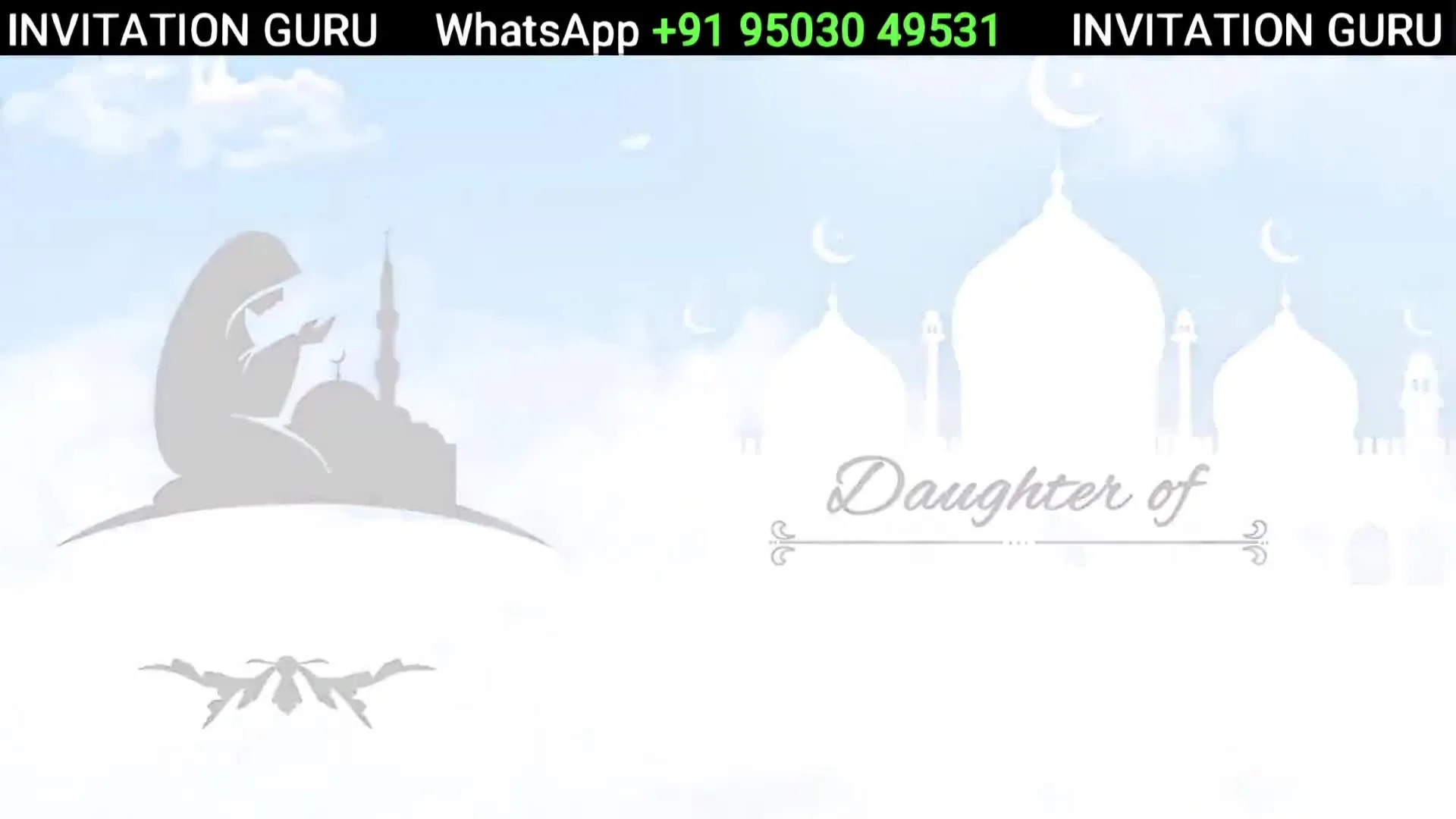Muslim Wedding Orange & Skyblue White 03 – personalised muslim wedding invitation video by InvitationGuru