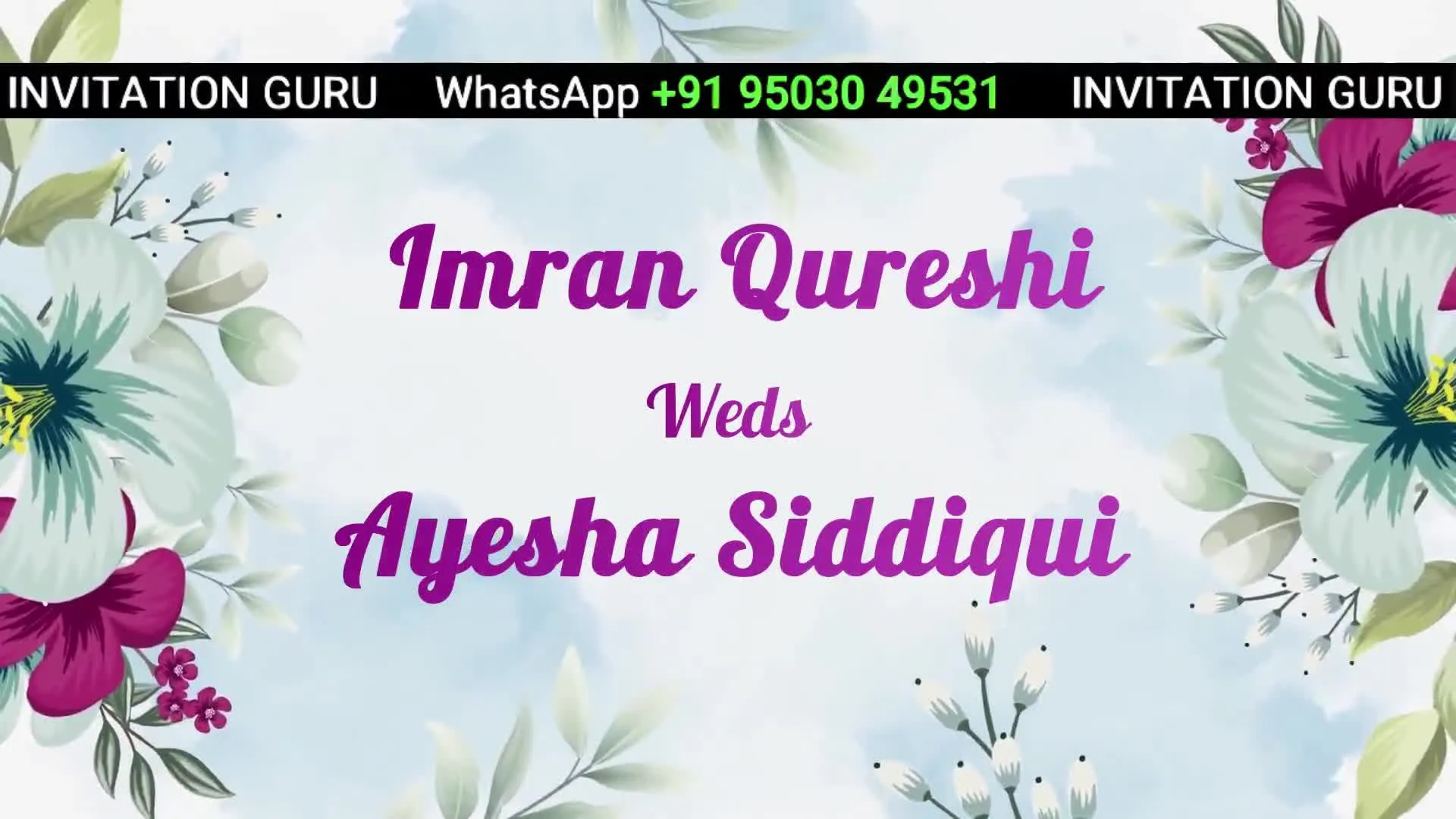 Muslim Wedding Invite Floral 08 – personalised muslim wedding invitation video by InvitationGuru