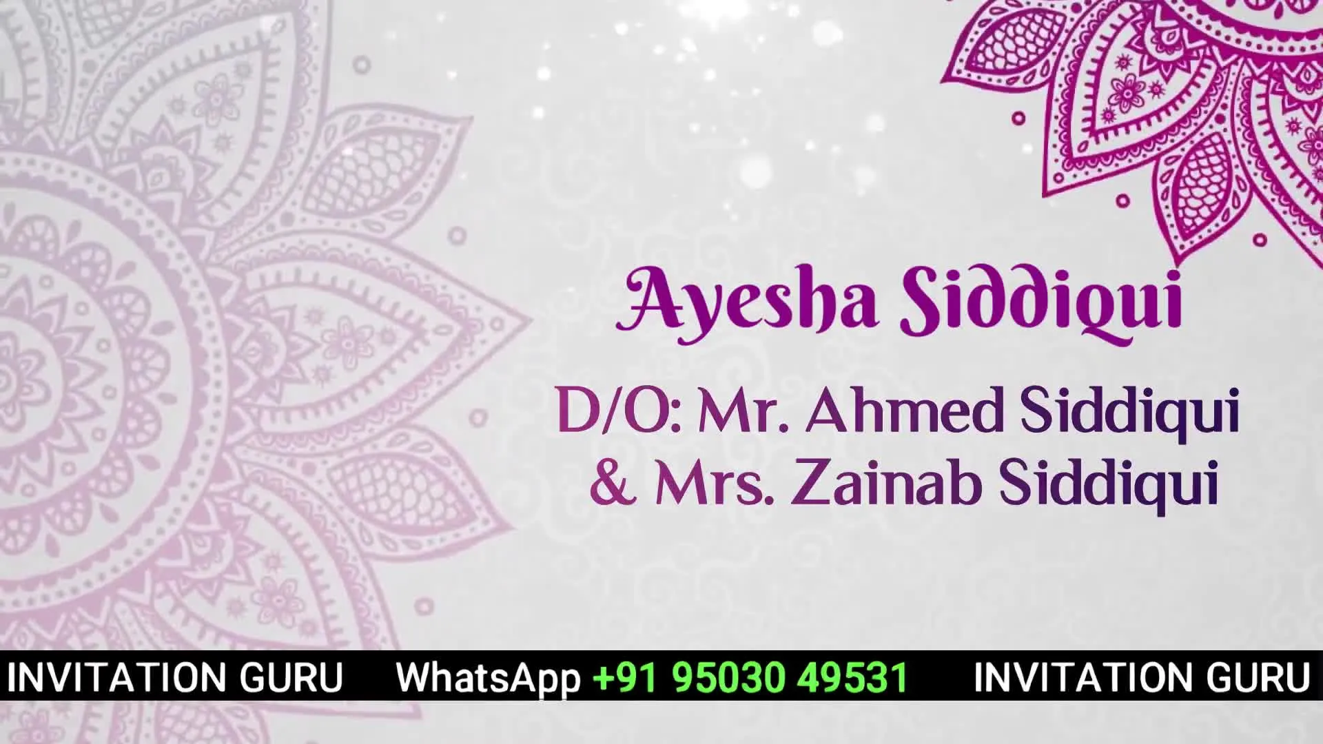 Muslim Wedding Invite White & Violet Theme 02 007 – personalised muslim wedding invitation video by InvitationGuru