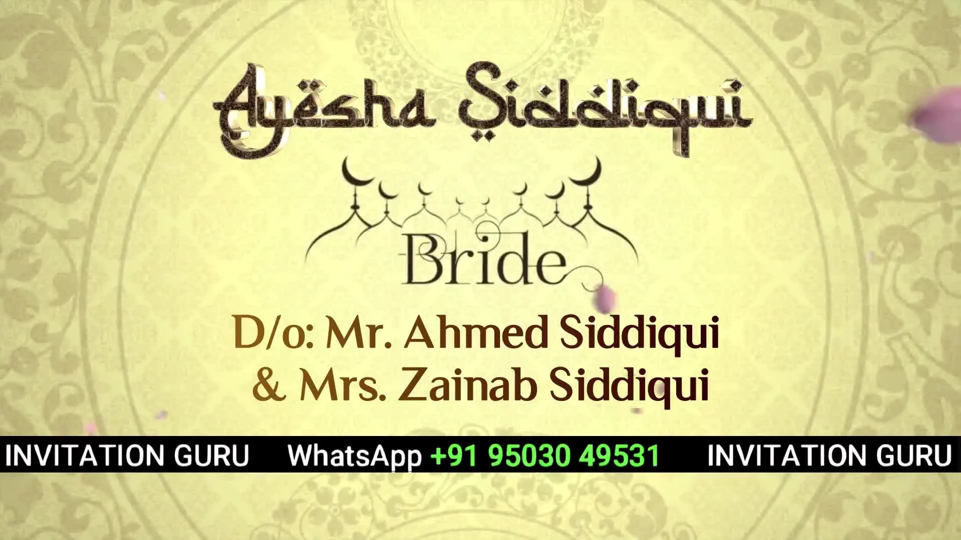 Muslim Wedding Yellow Theme 4 – personalised muslim wedding invitation video by InvitationGuru