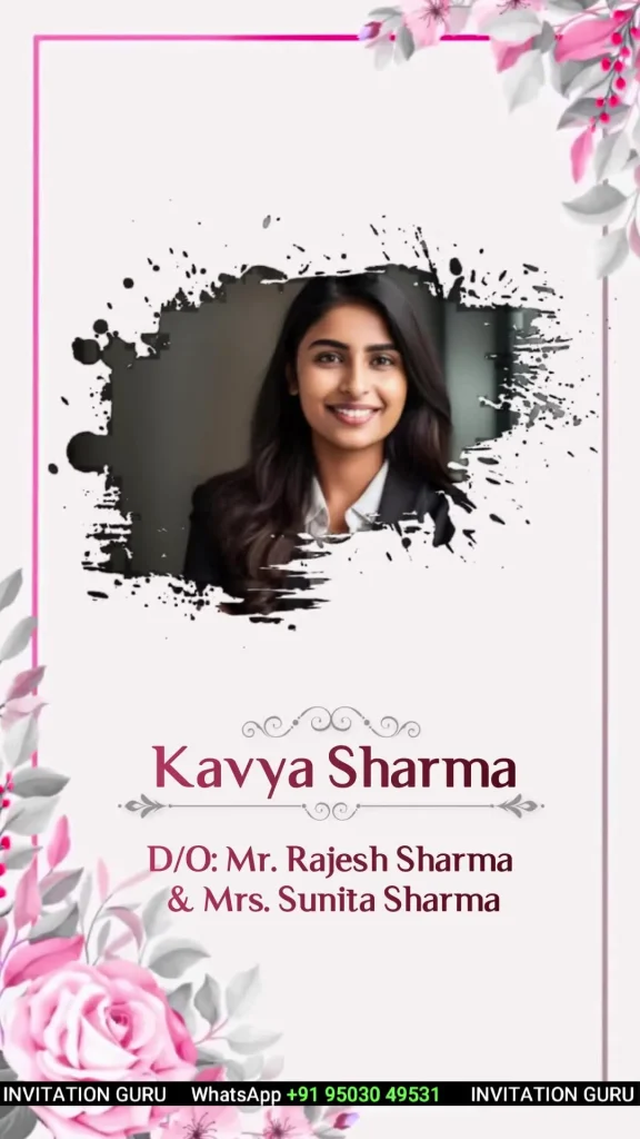 Wedding Invite Story Theme Gray & Pink Flowers 1072 – personalised wedding invite in reels style invitation video by InvitationGuru