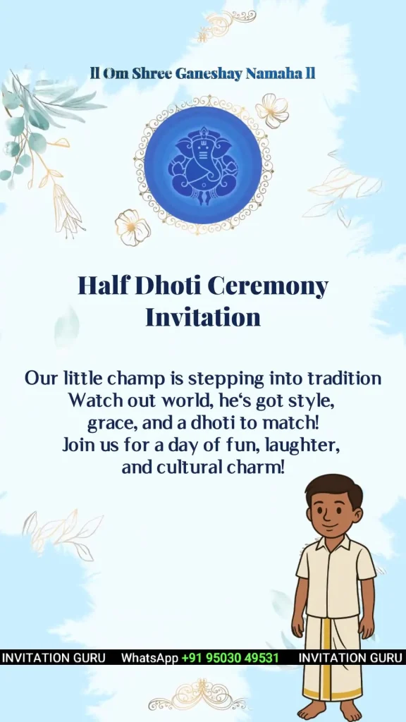 Half Dhoti Ceremony Sky Blue 02 – personalised half saree invitation video by InvitationGuru