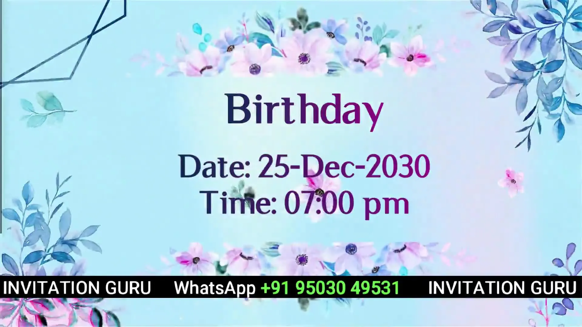 Birthday Invitation Blue 12 – personalised birthday invitation video by InvitationGuru