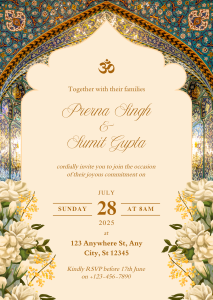 Beige & Gold Classic Wedding Invitation