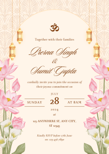 Beige and Pink Watercolor Wedding Invitation