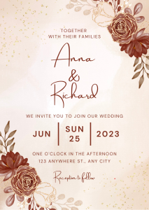 Brown and Cream Watercolor Wedding Invitation Card