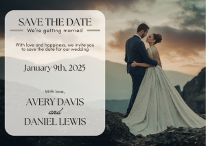 Dark Beige Orange Elegant Wedding Save the Date Invitation Card