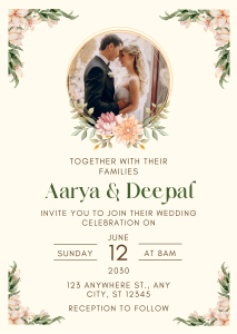 Light Green Floral Indian Wedding Invitation Card