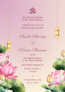 Pink Watercolor Floral Wedding Invitation