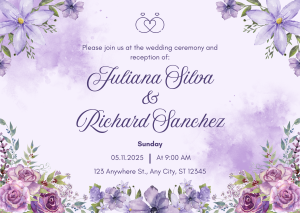 Purple Minimalist Wedding Card