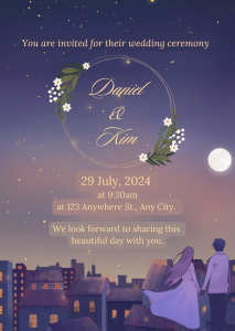 Purple Yellow Simple Animated Wedding Invitation