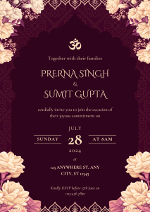 Purple and Cream Indian Wedding Invitation