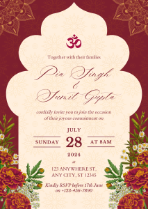 Red and Cream Wedding Invitation