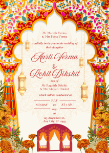 Red and Yellow Colorful Traditional Indian Wedding Invitation