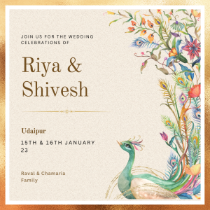 Traditional Minimal Elegant Peacock Wedding Invite - Square