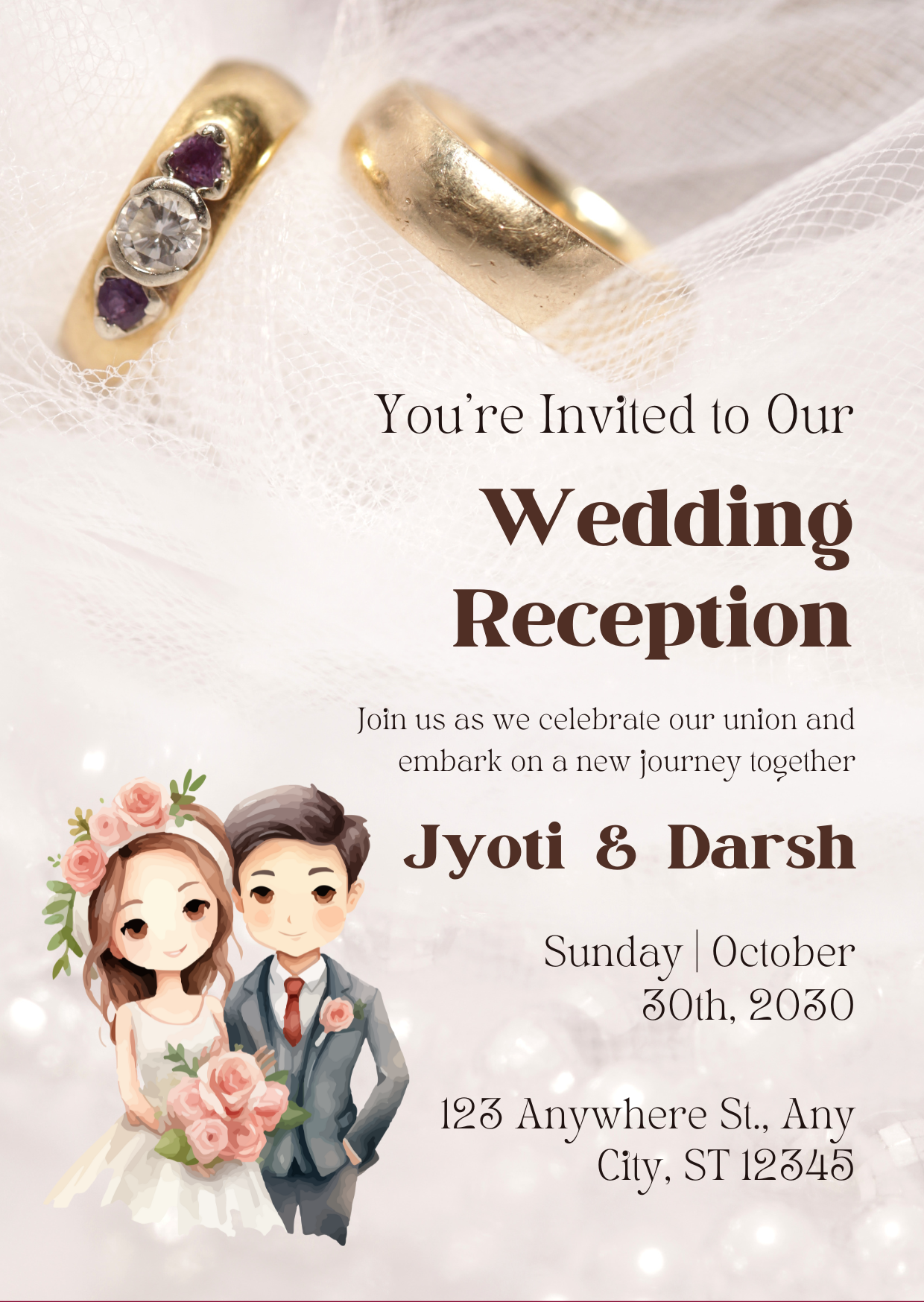 White Elegant Indian Wedding Reception Invitation Card