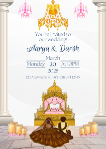 White and Yellow Traditional Elegant Punjabi Wedding Invitation