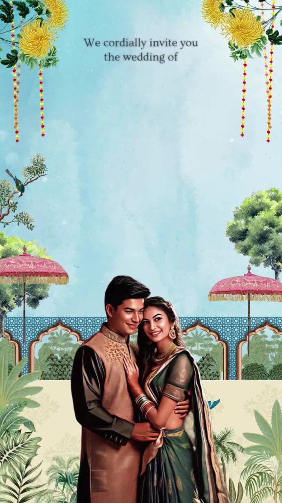 Sky blue Story Type Wedding Invitation – personalised wedding invite in reels style invitation video by InvitationGuru