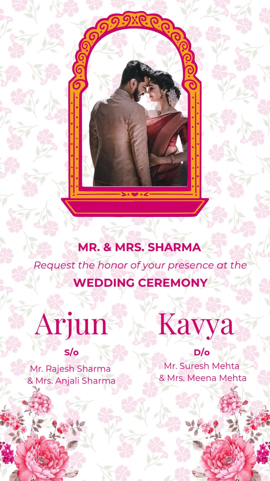 Cream Traditional Wedding Invitation Video – personalised wedding invite in reels style invitation video by InvitationGuru