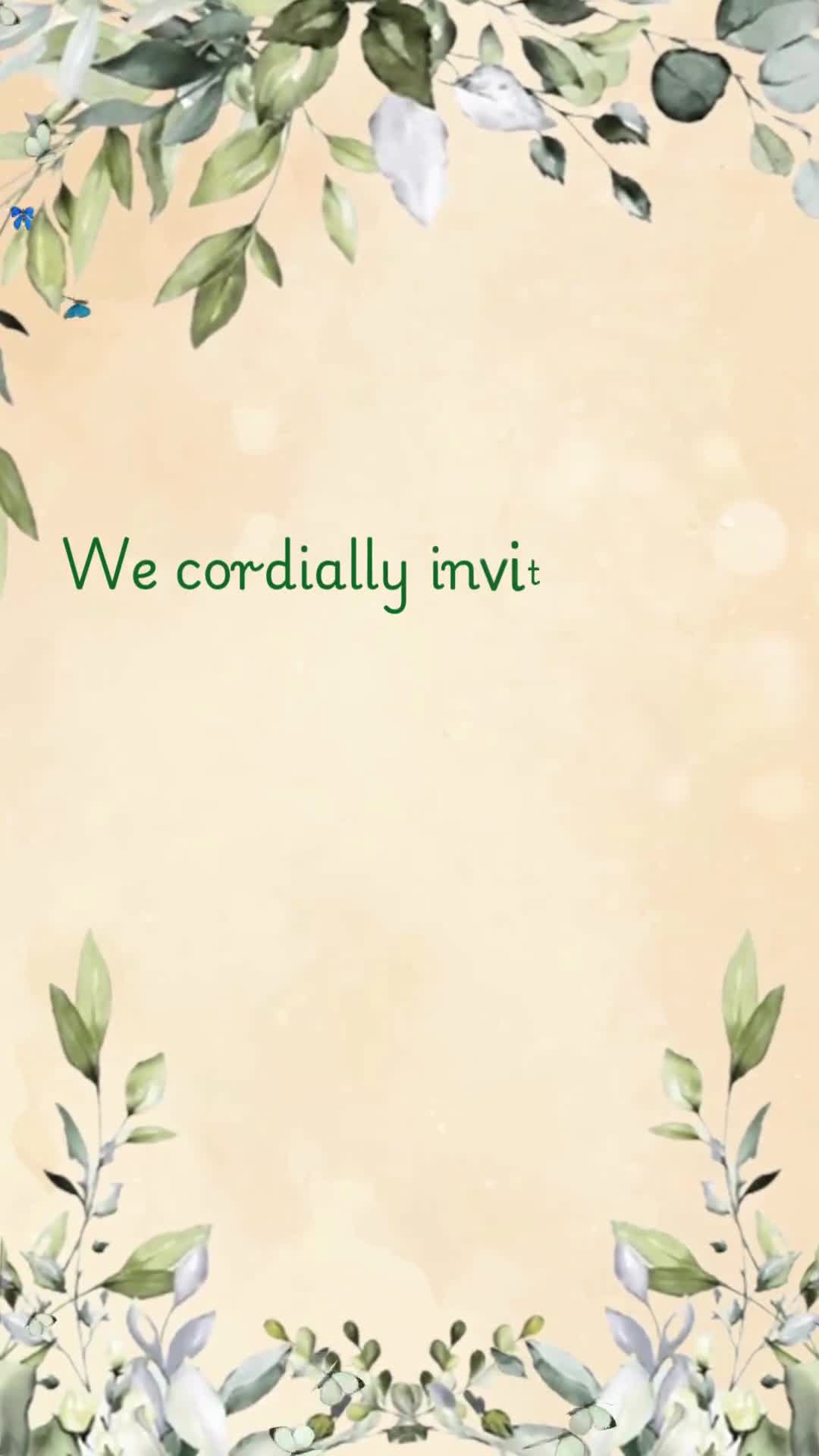Cream and Green Floral Indian Wedding Invitation Animated Mobile Video – personalised wedding invite in reels style invitation video by InvitationGuru