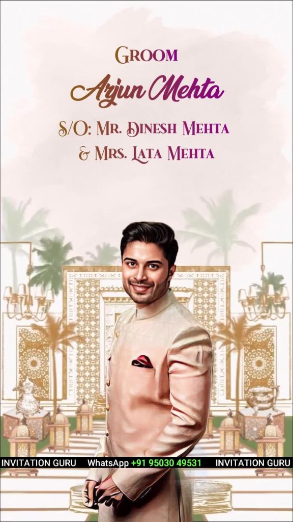 Wedding Invitation - Vertical - Pink Mahal Theme - 1077 – personalised wedding invite in reels style invitation video by InvitationGuru