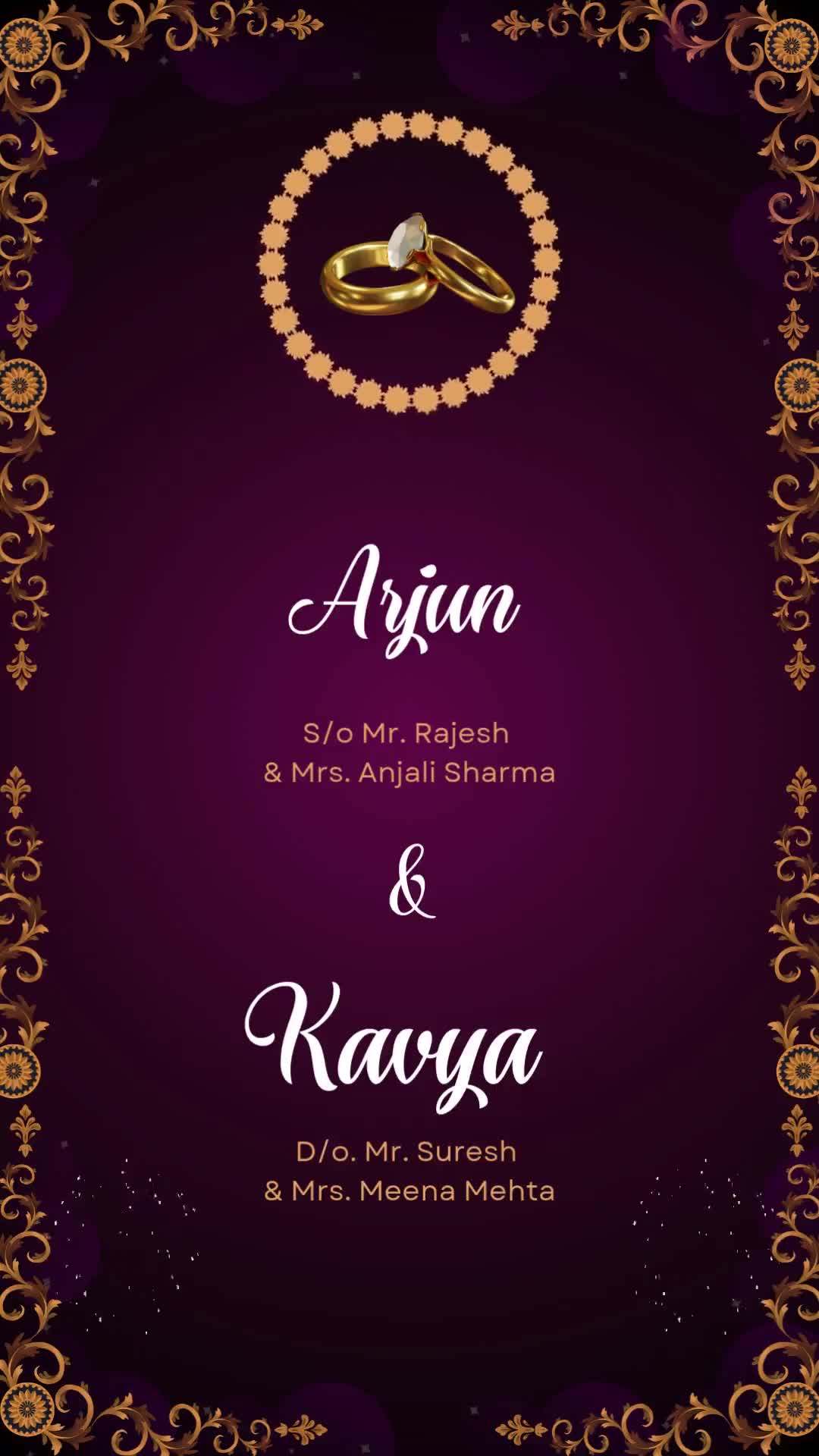Magenta Decorative Indian Wedding Invitation Instagram Reel Video – personalised engagement invitation video by InvitationGuru
