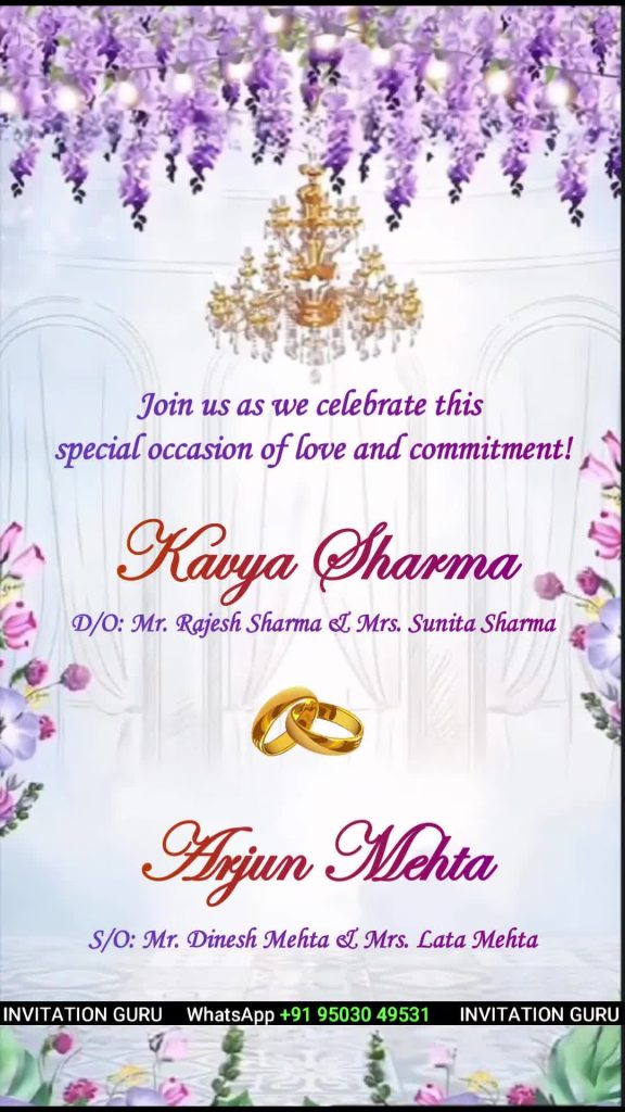 Ring Ceremony - Purple Theme - Animated - 0610 – personalised engagement invitation video by InvitationGuru