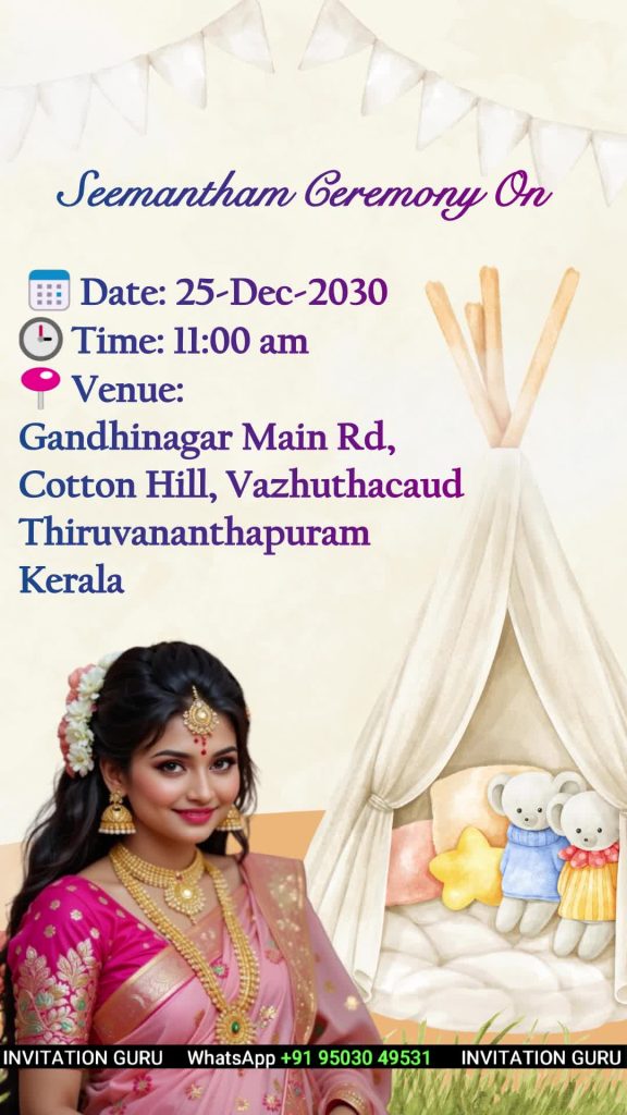 Seemantham Ceremony - Baby SHower - Beige Theme - 09 – personalised baby shower invitation video by InvitationGuru
