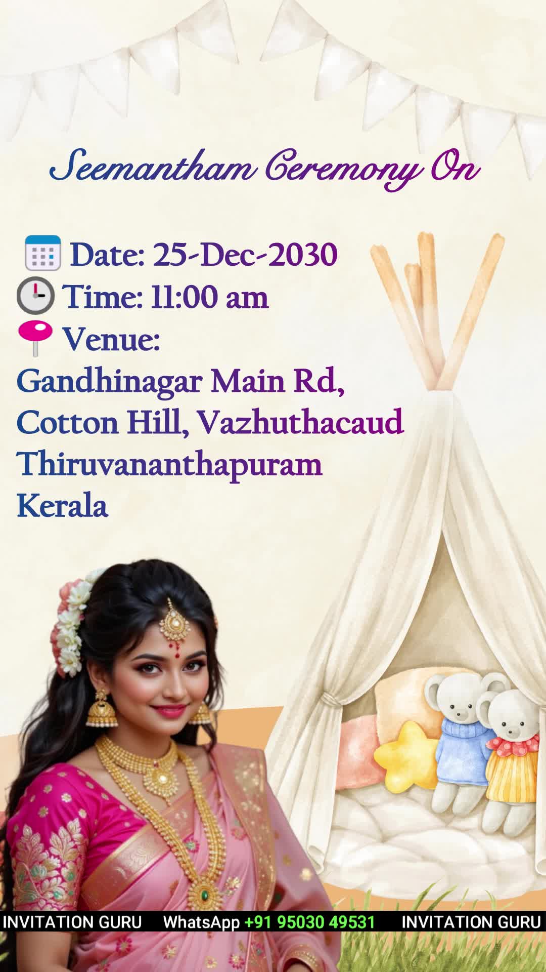 Seemantham Ceremony - Baby SHower - Beige Theme - 09 – personalised baby shower invitation video by InvitationGuru
