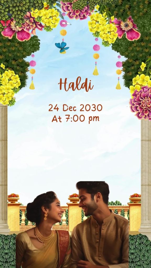 Cream Floral Theme Wedding Invite – personalised wedding invite in reels style invitation video by InvitationGuru