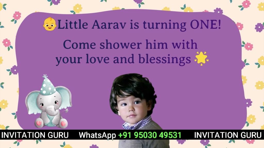 Birthday Invitation - Purple theme & Elephant - 15 – personalised birthday invitation video by InvitationGuru