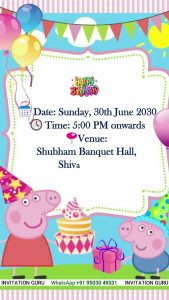 Purchase Birthday Invitation - Peppa Pig Theme - Vertical - 125