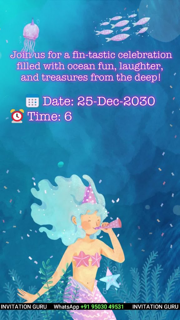 Birthday Invitation - Ocean & Mermaid Theme - Girl - 1009 – personalised birthday invitation video by InvitationGuru