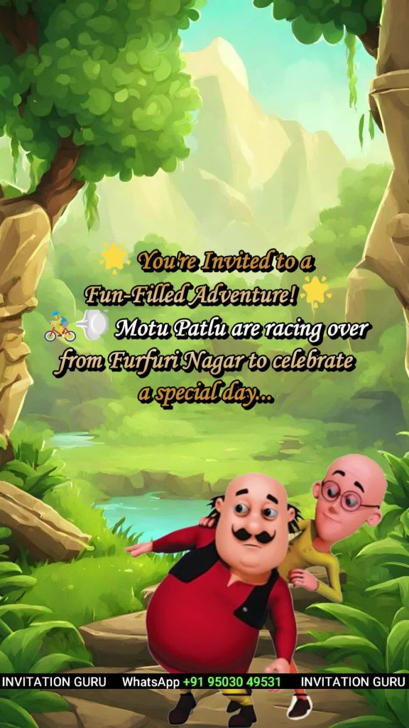 Birthday Invitation - Motu Patalu Theme - 1601 – personalised birthday invitation video by InvitationGuru
