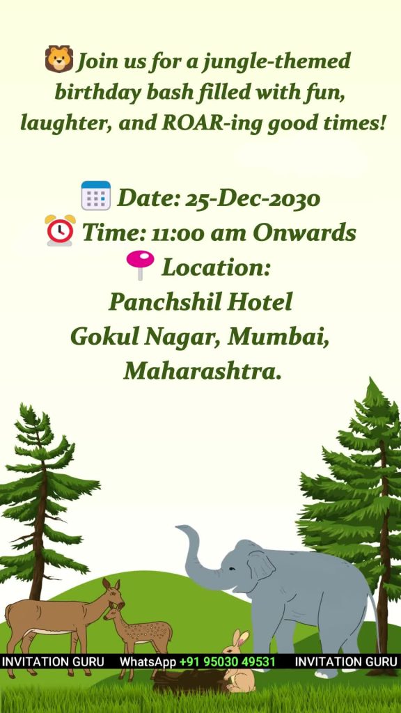 Birthday Invitation - Jungle Theme - 03 - 2020 – personalised birthday invitation video by InvitationGuru