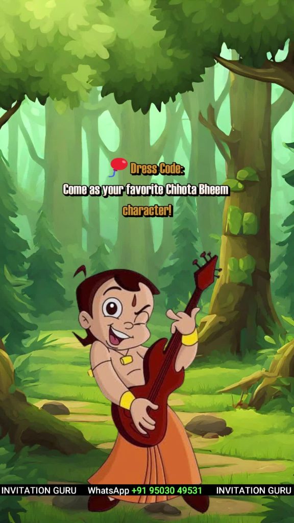 Birthday Invitation - Chota Bheem Theme - 1512 – personalised birthday invitation video by InvitationGuru