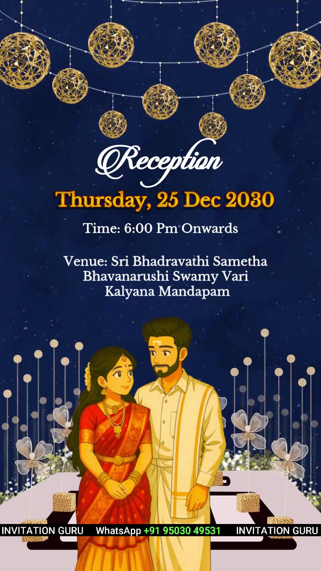 South Indian Wedding Beach Theme 5051 – personalised wedding invite in reels style invitation video by InvitationGuru