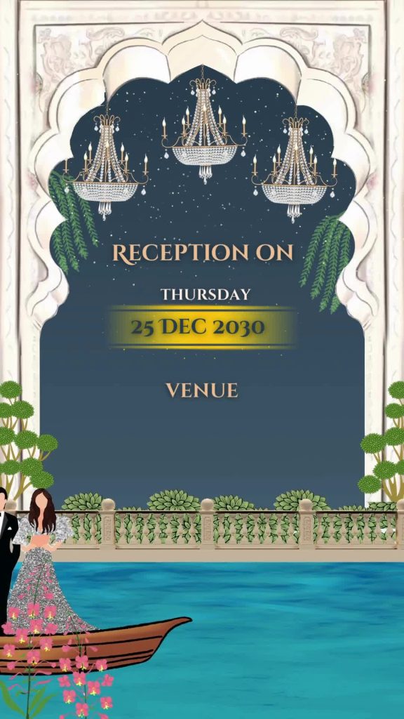 Reception Invitation Zeel & Boat Blue Theme-2486 – personalised wedding reception invitation video by InvitationGuru